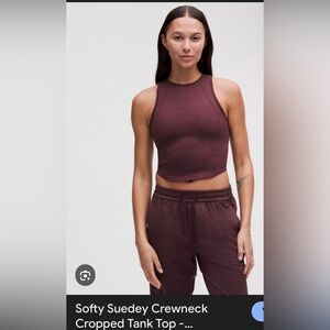 Softy Suedey Crewneck Cropped Tank Top - Burgundy
